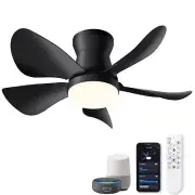 Alexa Smart Ceiling Fan with Alexa/Google Assistant/App Control - 28'' Black ...