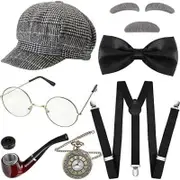 Grandpa Old Man Costume Adult Kit 100 Days Book Week Hat Glasses Moustache Black Style 1