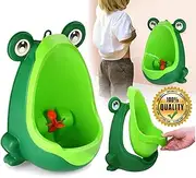 VOVOWOO Cute Frog Potty Training Urinal for Boys with Funny Aiming Target - Blackish Green, Portable and Adjustable Height, Removable Bowl Insert for Easy Cleaning
