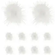 uxcell 10-Pack Faux Fur Pom Poms, 1.2 Inch/ 1 cm Soft Fluffy Pompoms Balls Faux Mint Fur with Elastic Loop Mini for Hats/Bags/Keychains/Knitting Accessories/DIY Crafts [White]