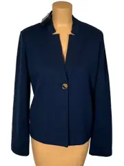 NWT ST. JOHN Knits Navy Blue Milano Knit Jacket Blazer sz 14 $1295