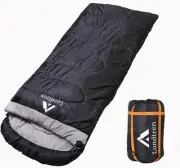 Large 0 Degree Sleeping Bags for Adults Cold Weather 90*40IN, BLACK-Flannel