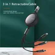 3in1 Retractable 8 Pin/Type-C/USB Fast Charger Cable For iPhone Samsung Android