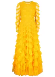 Needle & Thread Lana Ruffled Tulle Gown - Bright Yellow - 12 (UK16 / XL) 12 (UK16 / XL)