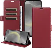 Compatible with Samsung A16 5G Case,PU Leather Kickstand Feature Folio Flip Cover with[Card Slots][Note Pockets] for Galaxy A16 5G Wallet Case-Wine Red