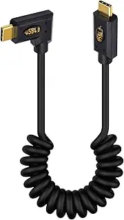 Duttek 40Gbps USB C to USB C Coiled Cable for Thunderbolt 3,Right Angled USB Type c Male to Male Spiral Cable Support 8K@60Hz Video and 240W PD Fast Charging Cable for MacBook, Smartphone 3FT/1M