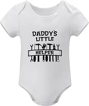 [WOOYONGING] Daddy's Little Helper Clothes for Newborn Short Sleeve Bring Home Outfits for Baby Boy White Baby Onesie 0-3 Month