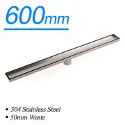 304 Stainless Steel 600mm Tile Insert Linear Shower Grate Floor Drain 50mm Waste