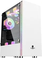 ATX, Micro-ATX Mid-Tower Computer Case, Dual-Curved Glass Design, Split Cabinet Structure, Vertical GPU Bracket(White)