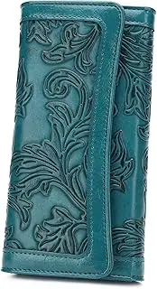 [MEITRUE] Trifold Wallets For Women RFID Blocking Ladies Wallets PU Leather Money Organizer Credit Card Holder Embossed Long Phone Purse 2214-1BLUE