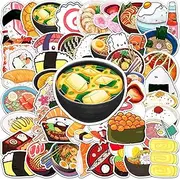 Cute Sushi Roll Rice Stickers,50 PCS Kawaii Japanese Food Graffiti Vinyl Waterproof Decals for Water Bottles Computer Bicycle Skateboard Luggage Phone Pad Laptop Kids Teens Stickers Pack