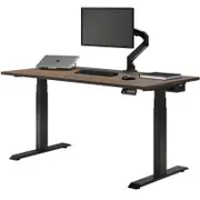 Desky Dual Sit to Stand Natural Walnut Melamine Desk 1800x750mm Matte Black Height Adjustable Legs