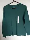 Croft Barrow Classic Tee PM Knit Top Long Sleeve Teal 100% Cotton