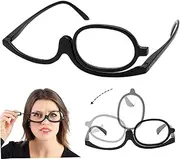Makeup Glasses, Foldable & Portable Magnifying Eyeglasses, Clear Pair Eyewear with Rotating Lens, 250 Degree Shatter-Resistant Reading Glasses