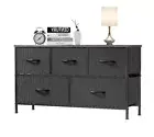 Sorbus DRW-CU5-WDA Dresser with 5 Drawers Furniture Storage - Black and Wood