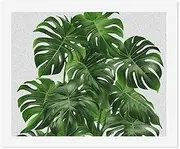 YJWANDO Digital Painting Kit, Monstera Deliciosa Banana Palm Print DIY Painting Kit Adult Painting Set Paint Kit with Numbers Paint Kit for Beginners