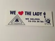 1986 Centennial Lady Liberty Bumper Sticker "I'm Saving the Statue of Liberty"