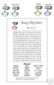 BABY BUNDLES SHOWER WORD SEARCH GAMES - ALL SEXES