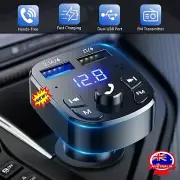 Bluetooth 5.0 Radio Car Kit Wireless FM Transmitter Dual USB Charger MP3 Player.