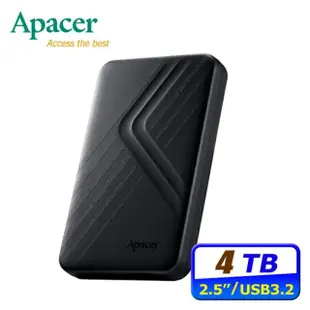 【Apacer 宇瞻】AC236 4TB USB3.2 Gen1行動硬碟-時尚黑
