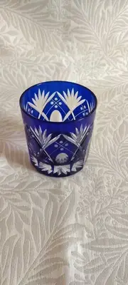 Stored Item: Blue-Covered Kiriko, Rock Glass, Edo A Masterpiece With Deep Cuts,