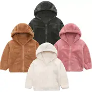 Baby Kid Plush Fur Winter Toddler Jacket Kids Baby Outwear Warm Hooded Coat W