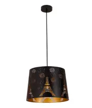 Penshade Interior Slanted with Eiffel Tower Pattern Laser Cut Pendant Light Black
