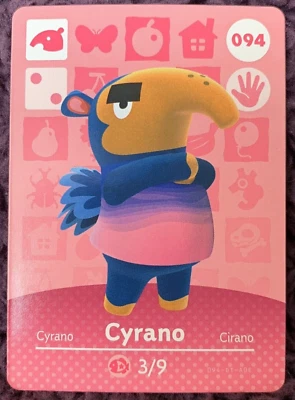 # 094 Cyrano Animal Crossing Amiibo Card AUTHENTIC Series 1 Never Scanned