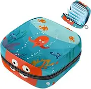 Period Bag,Sanitary Napkin Storage Bag,Fishes in Sea World,Tampon Holder for Purse