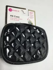 MIAMICA PILL CASE BLACK PATENT WITH 8 SECTION PILL ORGANIZER NIP
