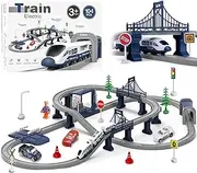 Wdmiya 104Pcs Train Sets for Boys 4-7, Battery Operated Train Set with Tracks(Magnetic Connection), Compatible with Thomas, Brio, Chuggington, Melissa and Doug, Gifts for Boys Girls