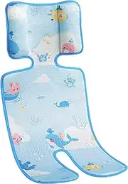 Stroller Cooling Pad ICY Breathable 13x28in Baby Cooling Pad with Hook Skin-Friendly Ocean Pattern Cushion for Safety Seat, Car Seat