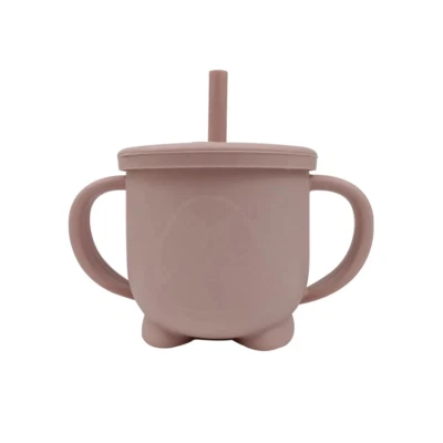Silicone Non-spill Sippy Straw Cup First Stage - Dusty Pink