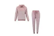 FIL Women's Fleece 2pc Set Hoodie Track Pants - Believe - Dusty Pink [Size: 10]