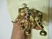 Vintage Artesian German made ELEPHANT Pin-Swarovski crystal-handmade-plastic bod