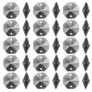 K9 Crystal Octagon Beads 2 Holes 100 Pack 14mm Chandelier Prisms, Clear Black