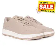 Crosshatch Casimiro Mens Cushioned Everyday Trainers Smart Casual Sneakers Beige
