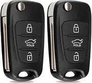 Car Key Foldable Remote Control Key Shell Replacement Compatible for Hyundai i20 i30 i35 iX20 iX35 Car Key Accessories 3 Buttons (2 Pack)