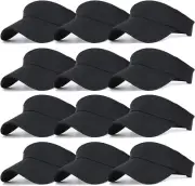 Ultrafun Unisex Sports Sun Visor Adjustable UV One Size, 12pack-black