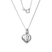 Sterling Silver Heart 40cm Locket & Initial D Children's Pendant