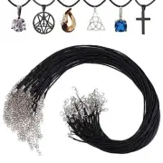 50 Pcs Black Necklace Cord Necklace String Rope with Clasp Waxed Leather