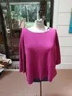 NWT Eileen Fisher Silk & Org Cotton Interlock Bateau Neck Top in "mum" Size L