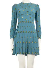 Blue Floral Patterned Mini Dress