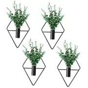 4 Pcs Plant Wall Decor Diamond Shape Hanging Planters with Eucalyptus