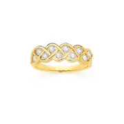 9ct Gold Diamond Plait Ring