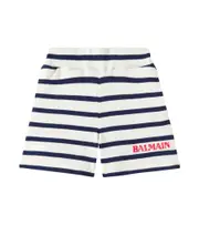 [Balmain Kids] Balmain Kids Striped cotton-blend jersey shorts Y 14 multicoloured