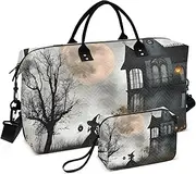 [YXYZRMY] Halloween Witch Moon Travel Duffel Bag Gym Bag Sports Tote Bag with Multiple Interior Pockets Shoulder Weekender Bag for Women Men with Toiletry Bag 20.5”x 7.9”x 13.8”, Multi-Colored, one size