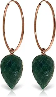 [Galaxy Gold GG] 14k Rose Gold Hoop Earring with Pointy Briolette Emerald