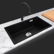 ACA Kitchen Sink 73x42CM Black Granite Quartz Stone Single Bowl Top/Under Mount