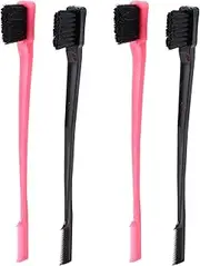 Binxind Double Sided Edge Control Hair Brush Comb Combo Pack 4 Pieces Pink and Black
